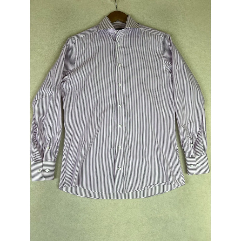 Indochino Dress Shirt Fits Men's Medium Purple Striped Button Up L/S Cotton